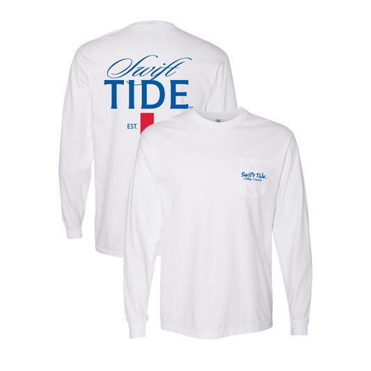 Red Ribbon Long Sleeve Tee | White - Swift Tide Clothing Company