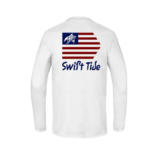 Youth Fish Flag Performance Tee | White - Swift Tide Clothing Company