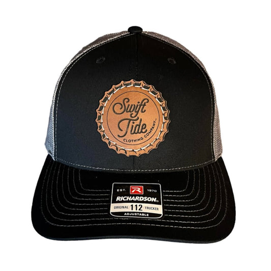 Richardson 112 | Rawhide Bottle Cap Patch | Black and Charcoal - Swift Tide Clothing Company
