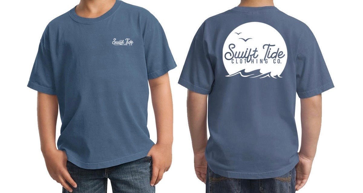 Youth Sunset | Comfort Color Tee | Navy - Swift Tide Clothing Company