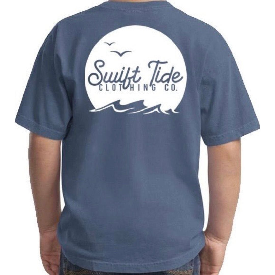 Youth Sunset | Comfort Color Tee | Navy - Swift Tide Clothing Company